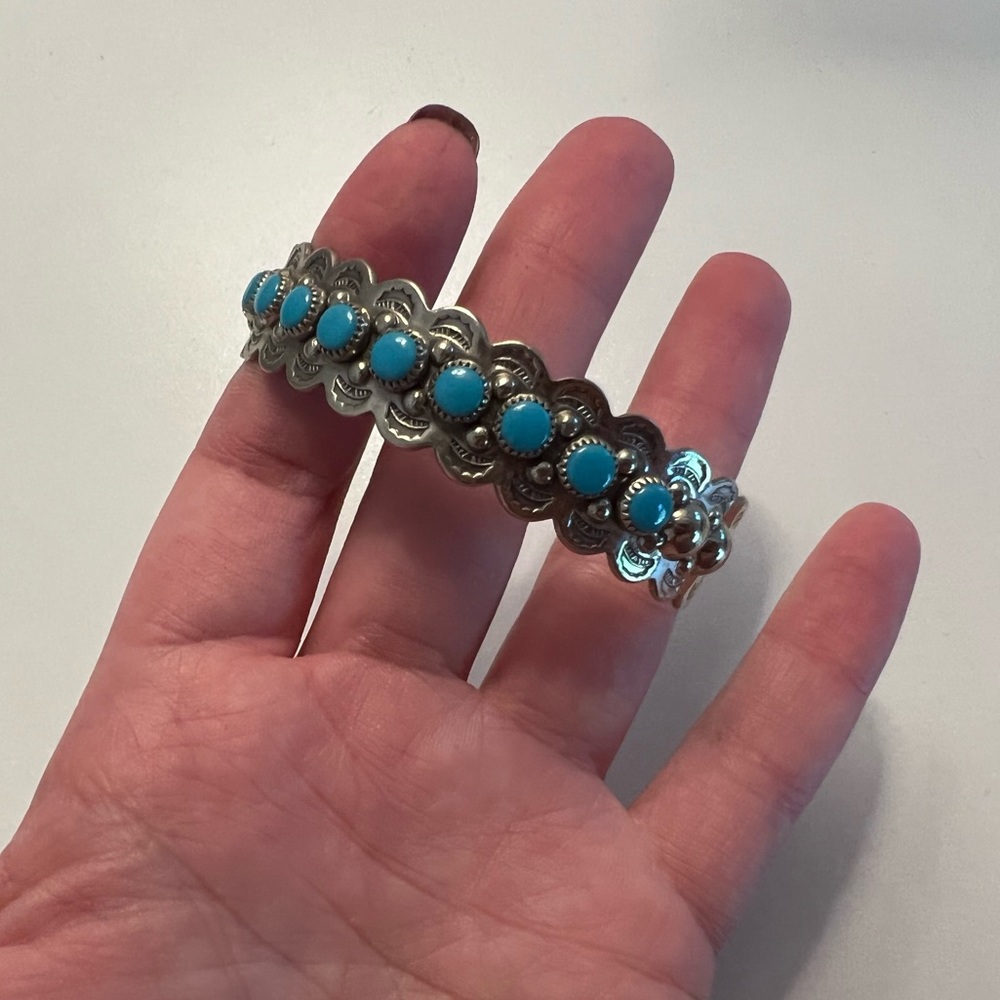 Nickel silver turquoise cuff bracelet